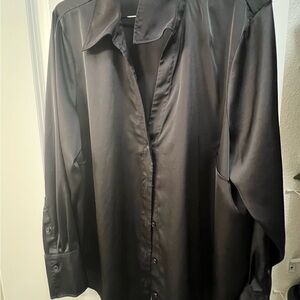 H&M Women's Black Satin Button Down Shirt